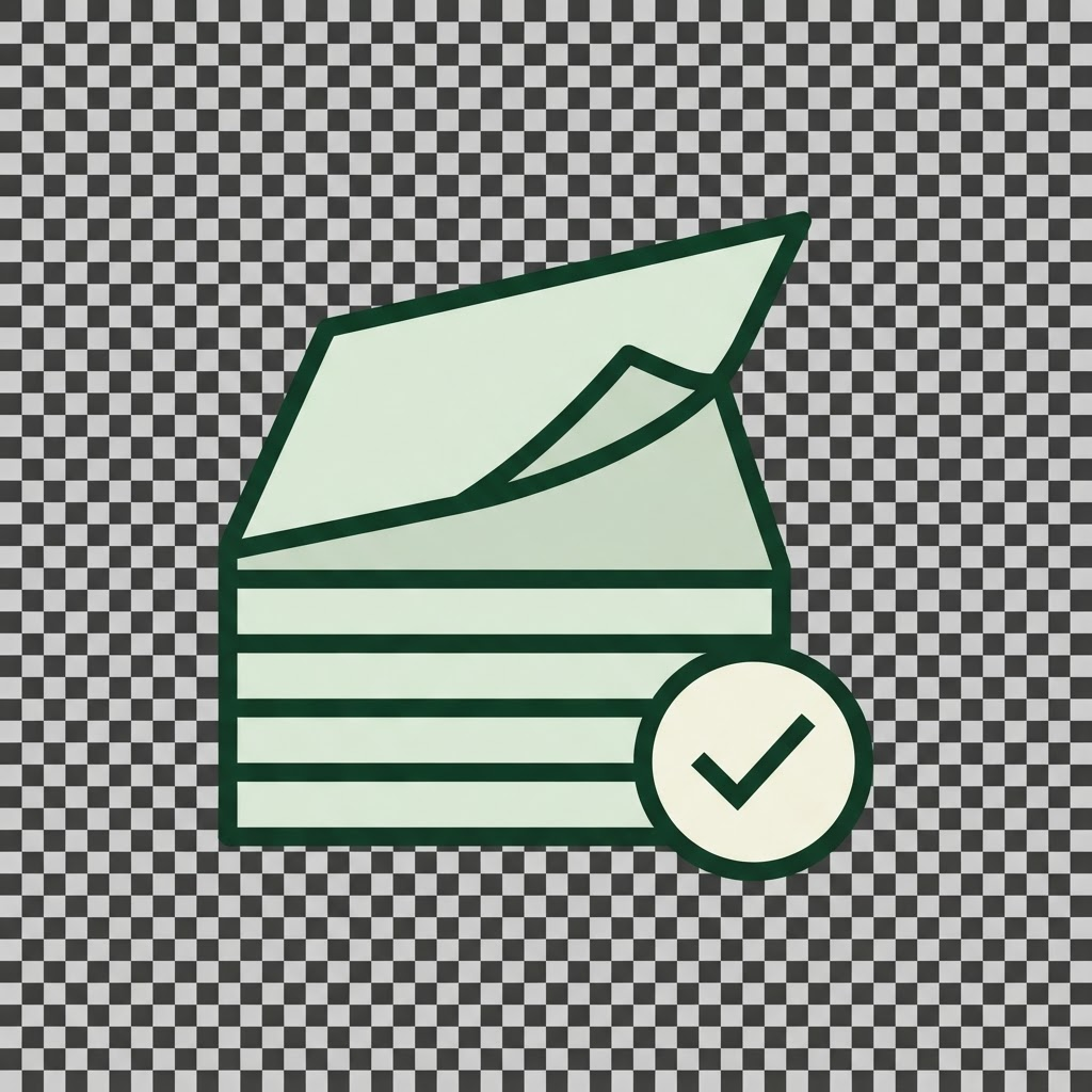 A single document under a magnifying loupe, marked with a settled seal